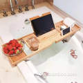 Bamboo Bath Caddy Tray Bathtub Verstelbare badplaat